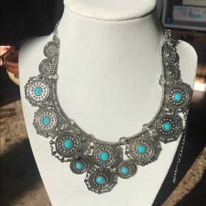 Industrial accented blue necklace